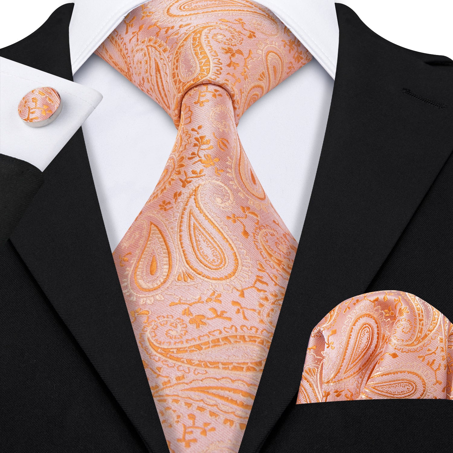 Light Orange Paisley Silk Men's Tie