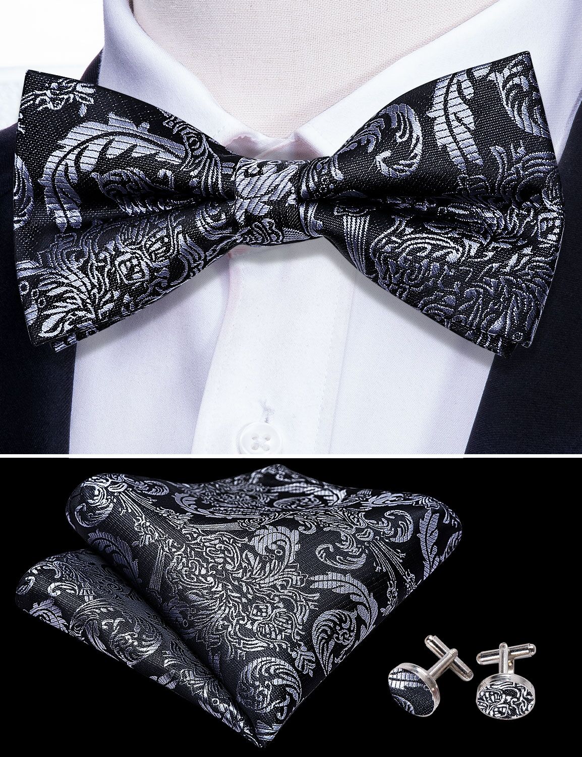 silver bow ties