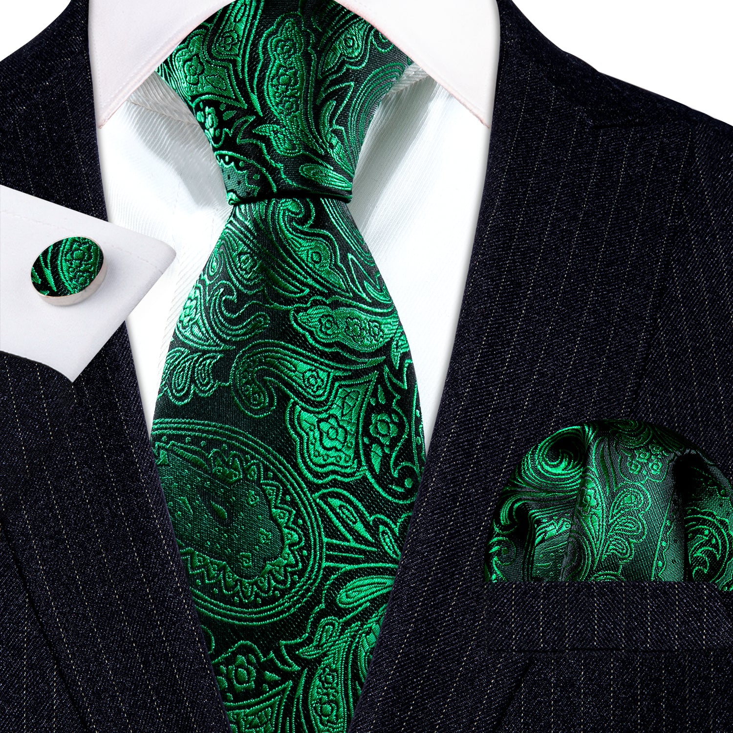 Green Paisley Silk Tie 