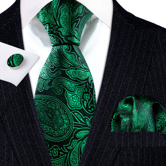 Green Paisley Silk Tie