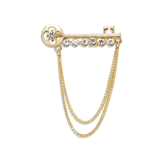 Barry. Wang Men's Tie Accessories Novelty Alloy Metal Flower Key Diamond Lapel Pin
