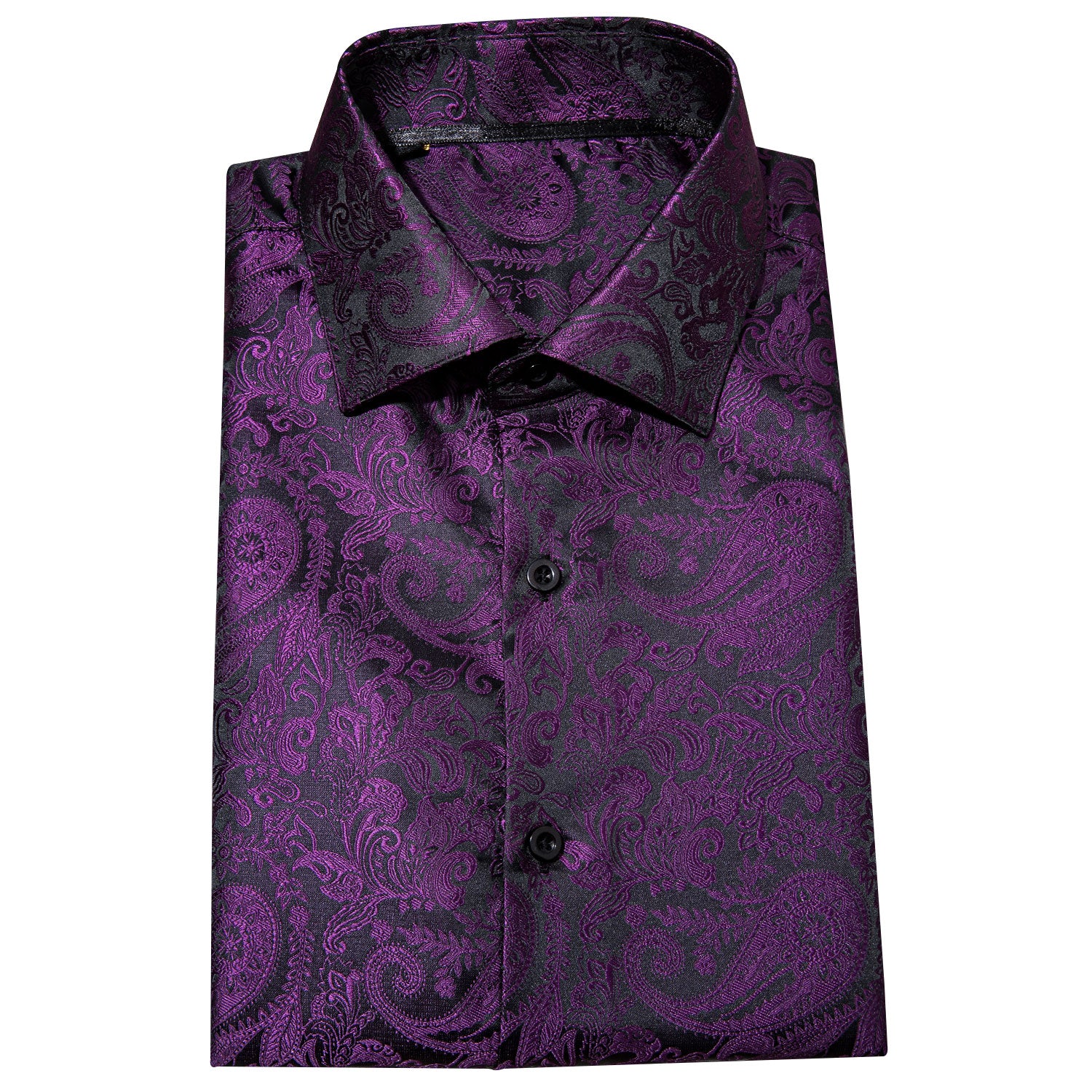 Winsdor collar black purple floral shirt