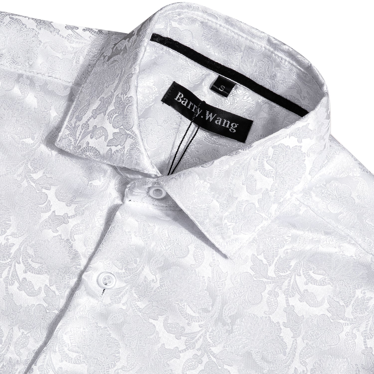 Barry.wang Button Down Shirt White Floral Silk Men's Shirt Hot Selling