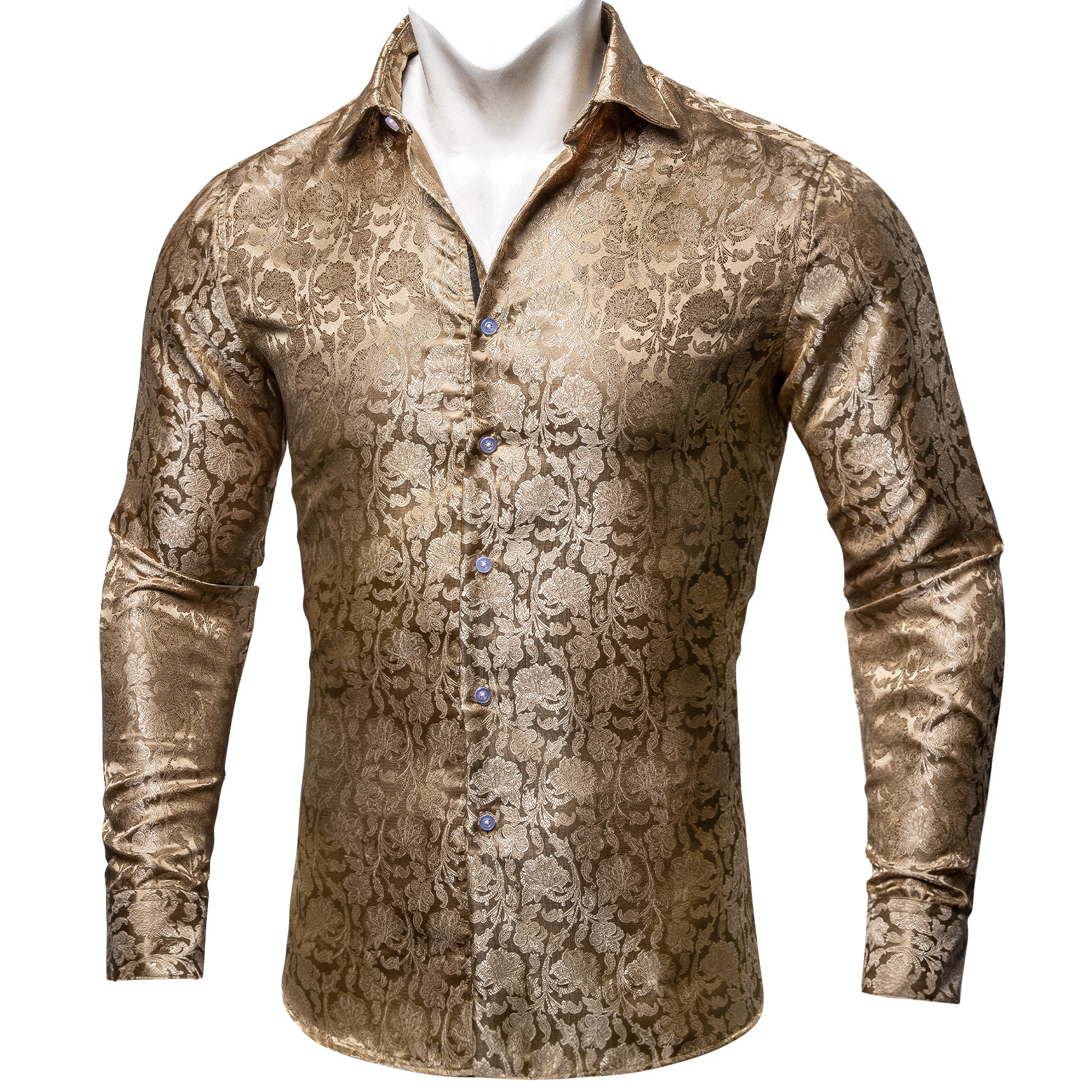 Barry.wang Golden Floral Silk Shirt