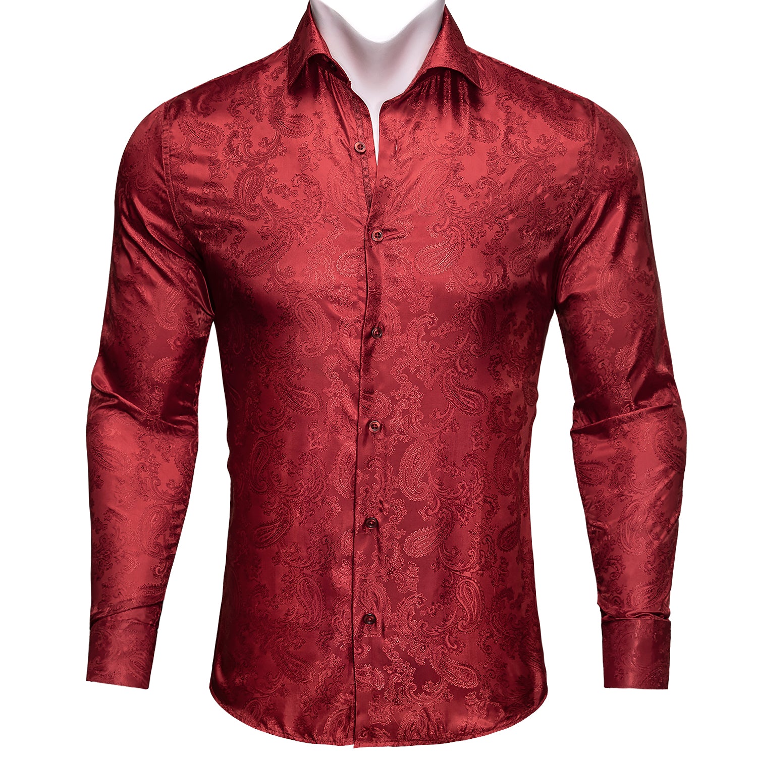 Red stretch fabric dress shirts