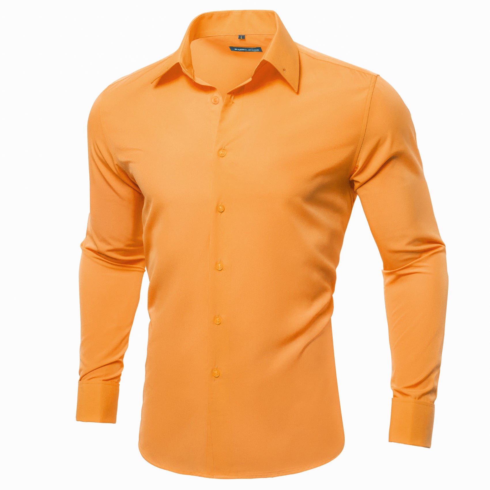 Barry.wang Dark Orange Solid Silk Shirt
