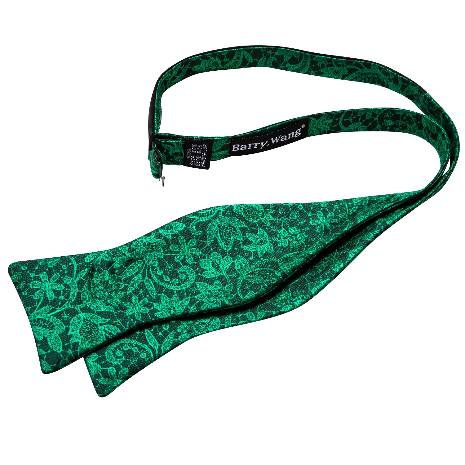 Green Floral Self Tie Bow Tie Hanky Cufflinks Set