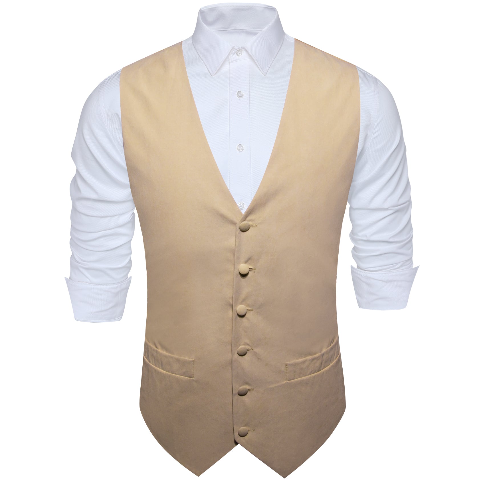Men's Turmeric Solid Silk V-Neck Waistcoat Vest