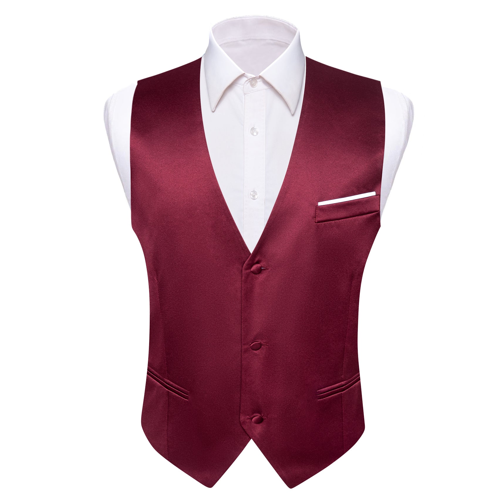 Barry.wang Men's Work Vest Burgundy Red Solid Silk Waistcoat Vest Barry. Wang Barry.wang Men's Work Vest Burgundy Red Solid Silk Waistcoat Vest Barry. Wang