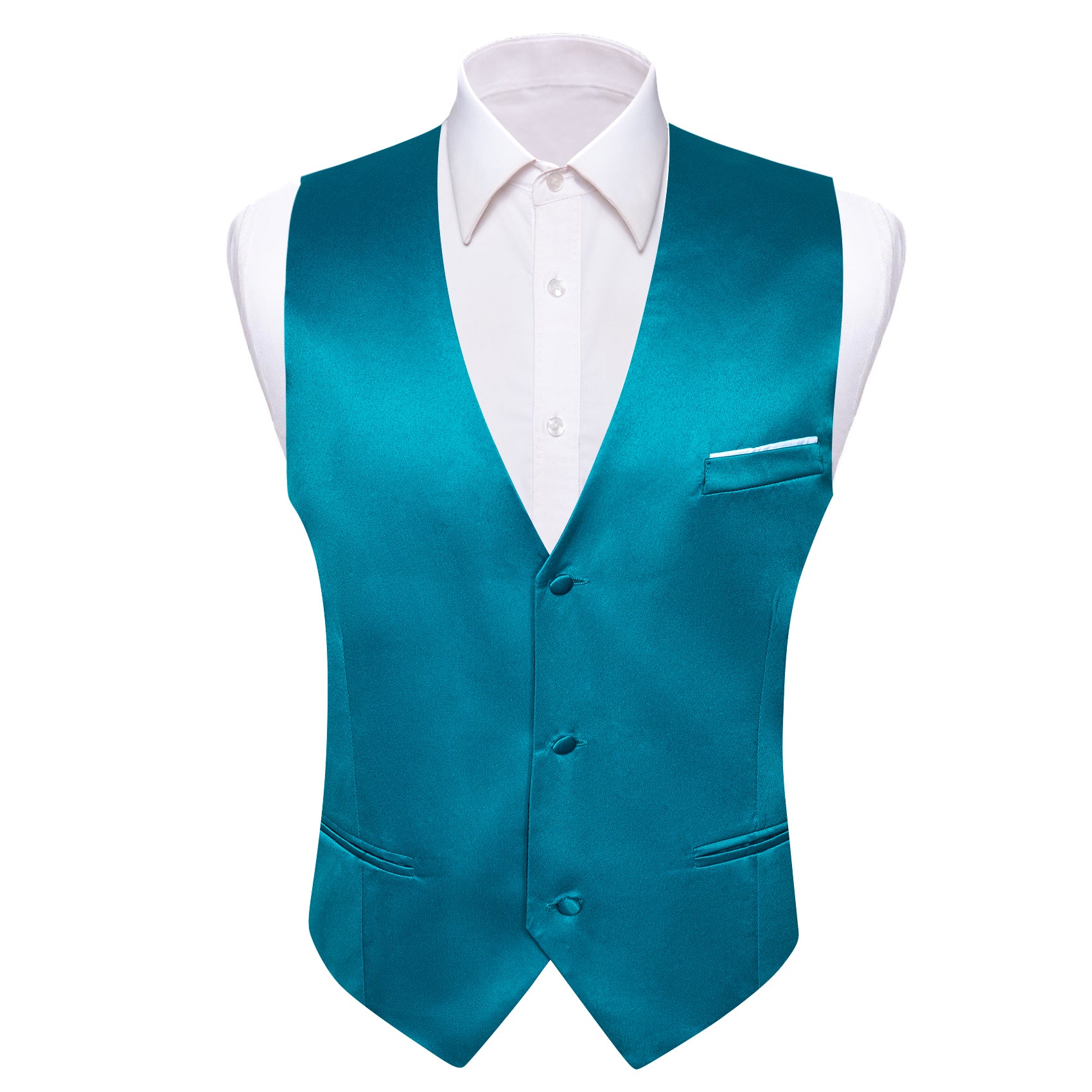 Wang Teal Suit Vests V-Neck Casual Vest Dress for Men Formal Tu