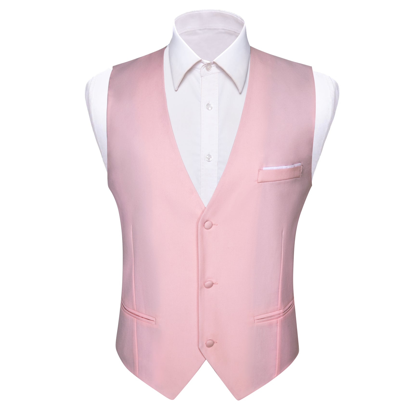  Light Pink Vest Men's Solid V-Neck Wedding Waistcoat