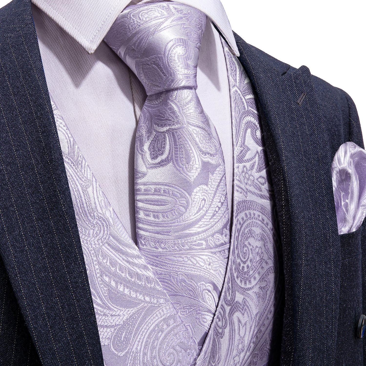 Barry. Wang Mens Lavender Suit Waistcoat Floral Dress Vest Tie Pocket Square Set, 3XL Barry. Wang Mens Lavender Suit Waistcoat Floral Dress Vest Tie Pocket Square Set, 3XL