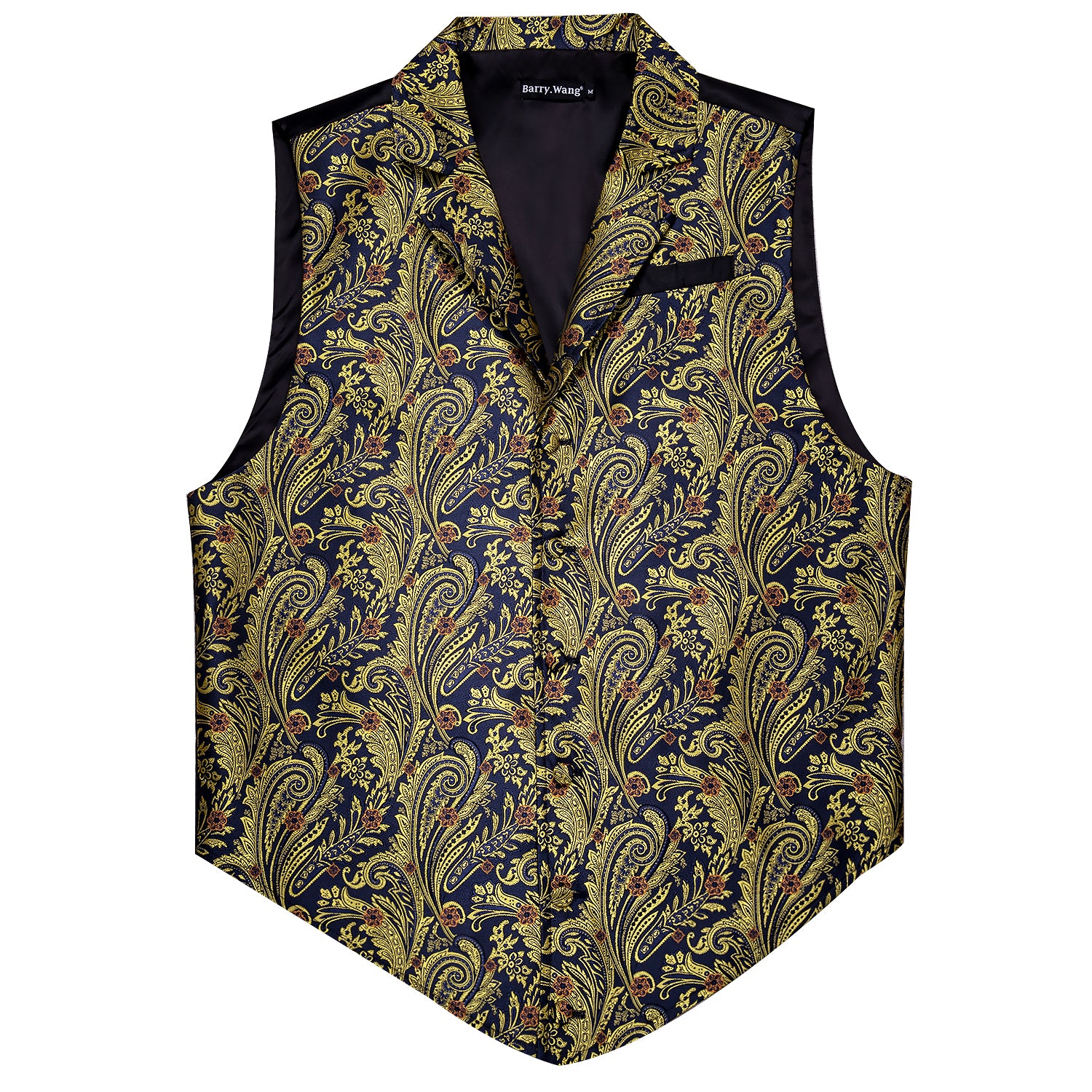 Luxury Men's Novelty Blue Gold Floral Silk Vest