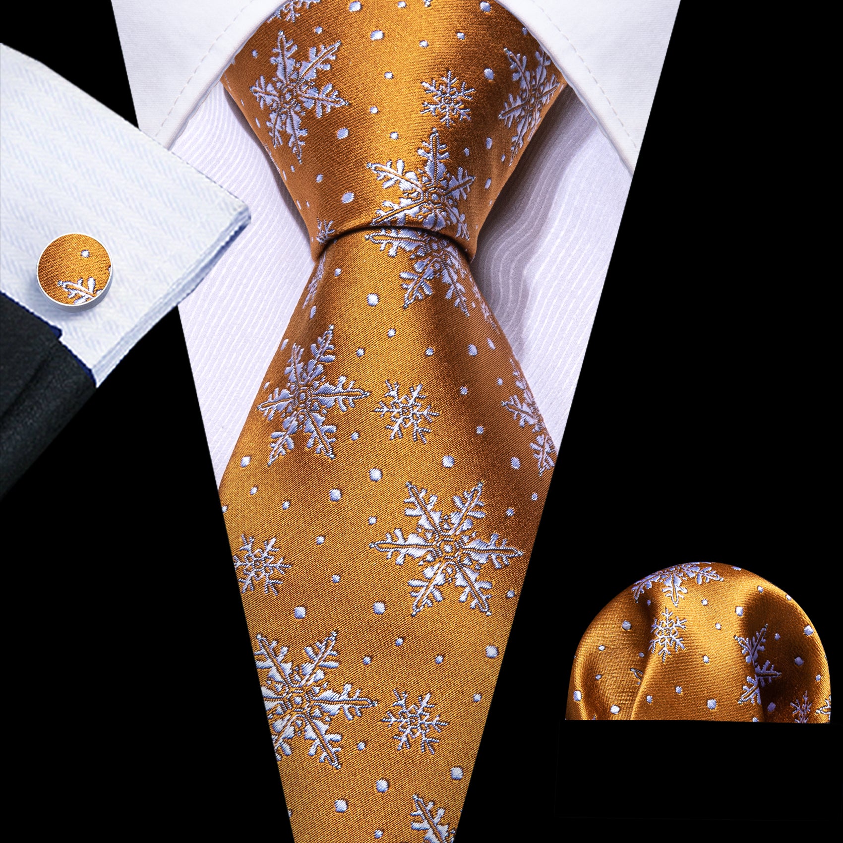 orange neck tie Blacvk suit  for Christmas