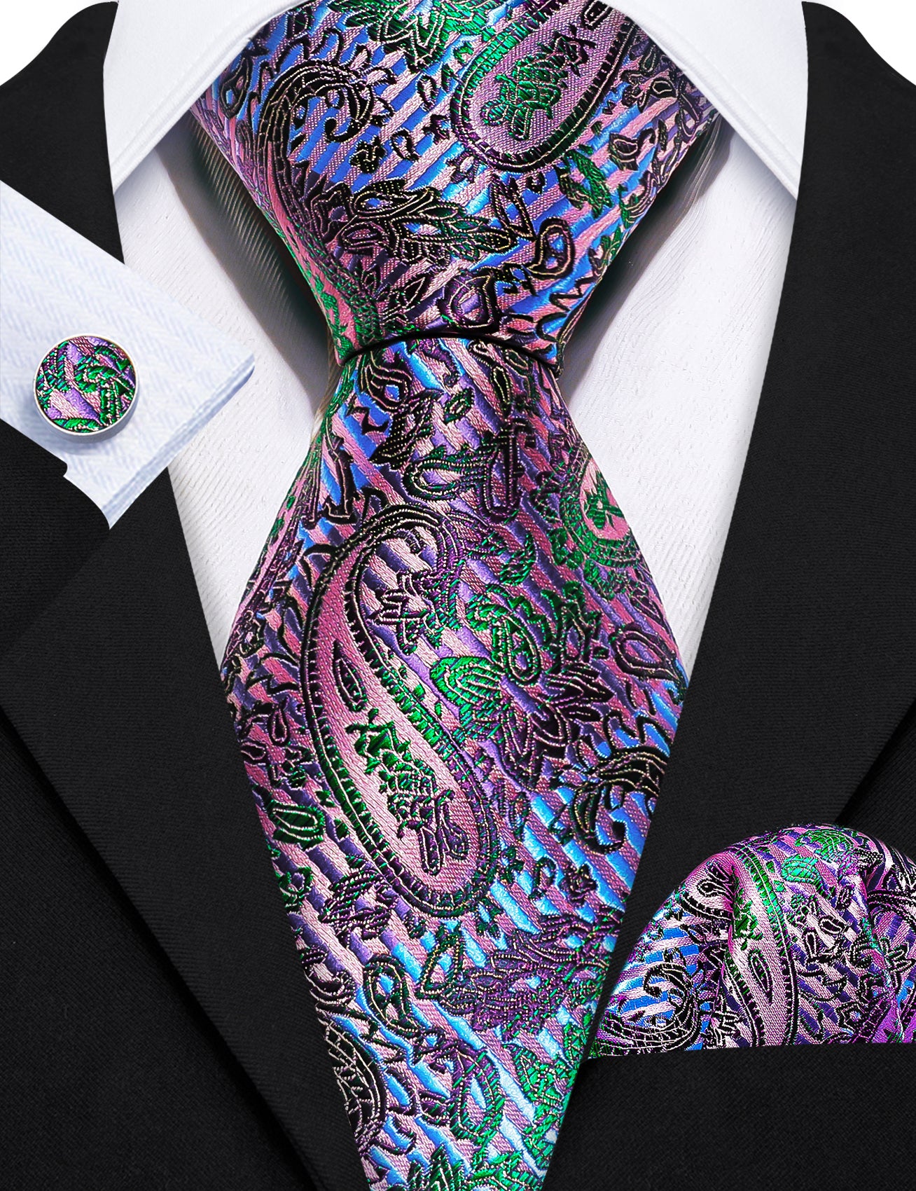 Green paisley necktie 