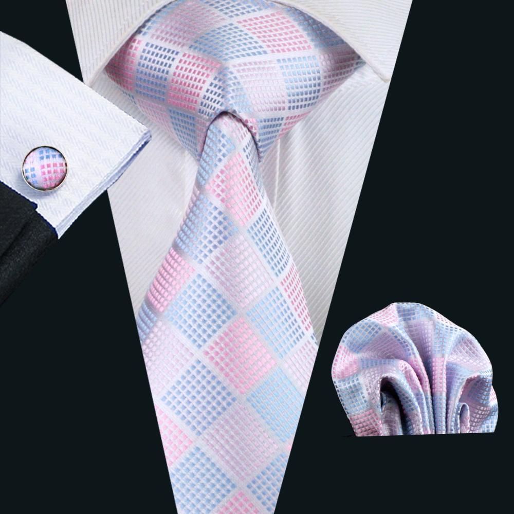 Sky-blue Pink Plaid Tie