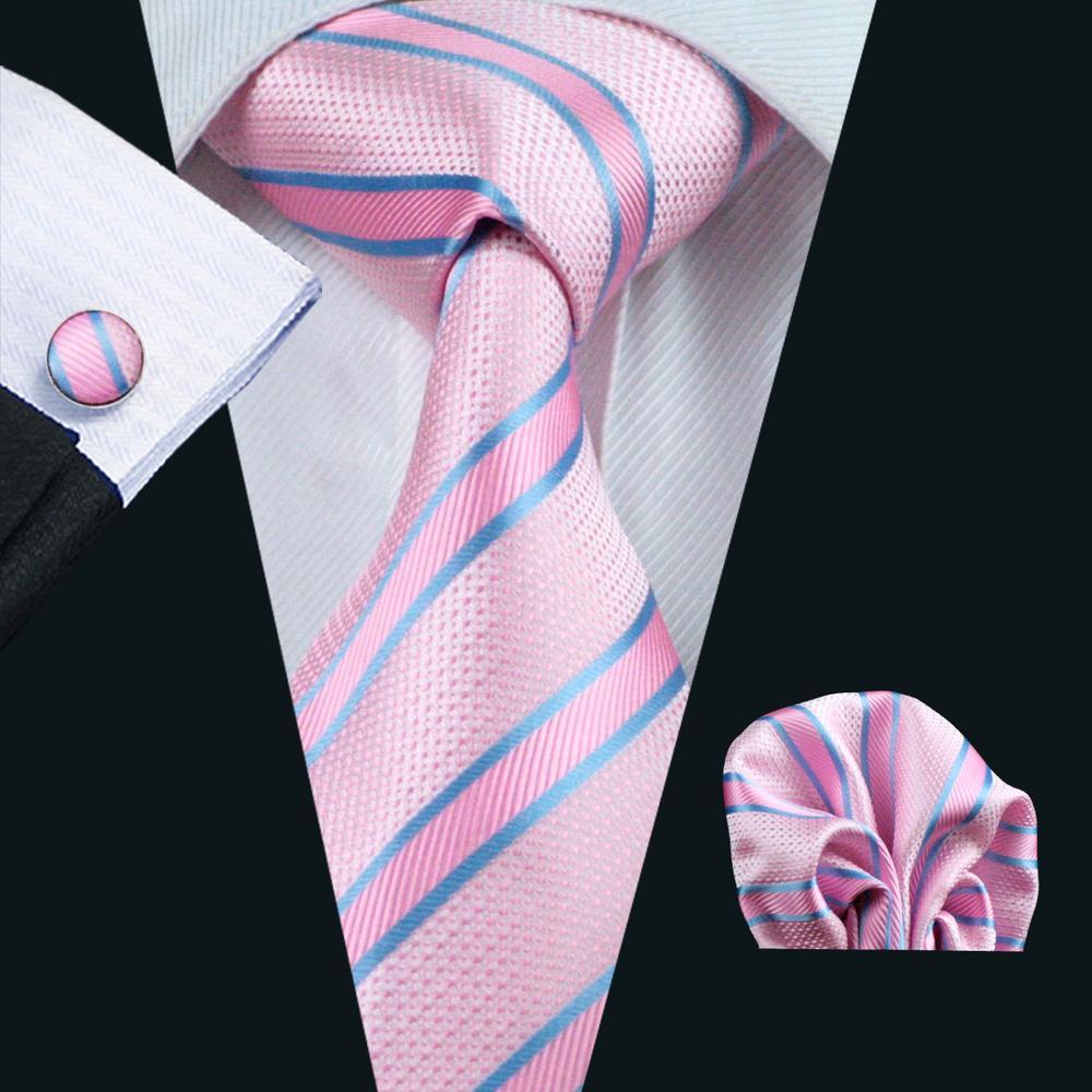 Pink Blue Striped Silk Men's Tie