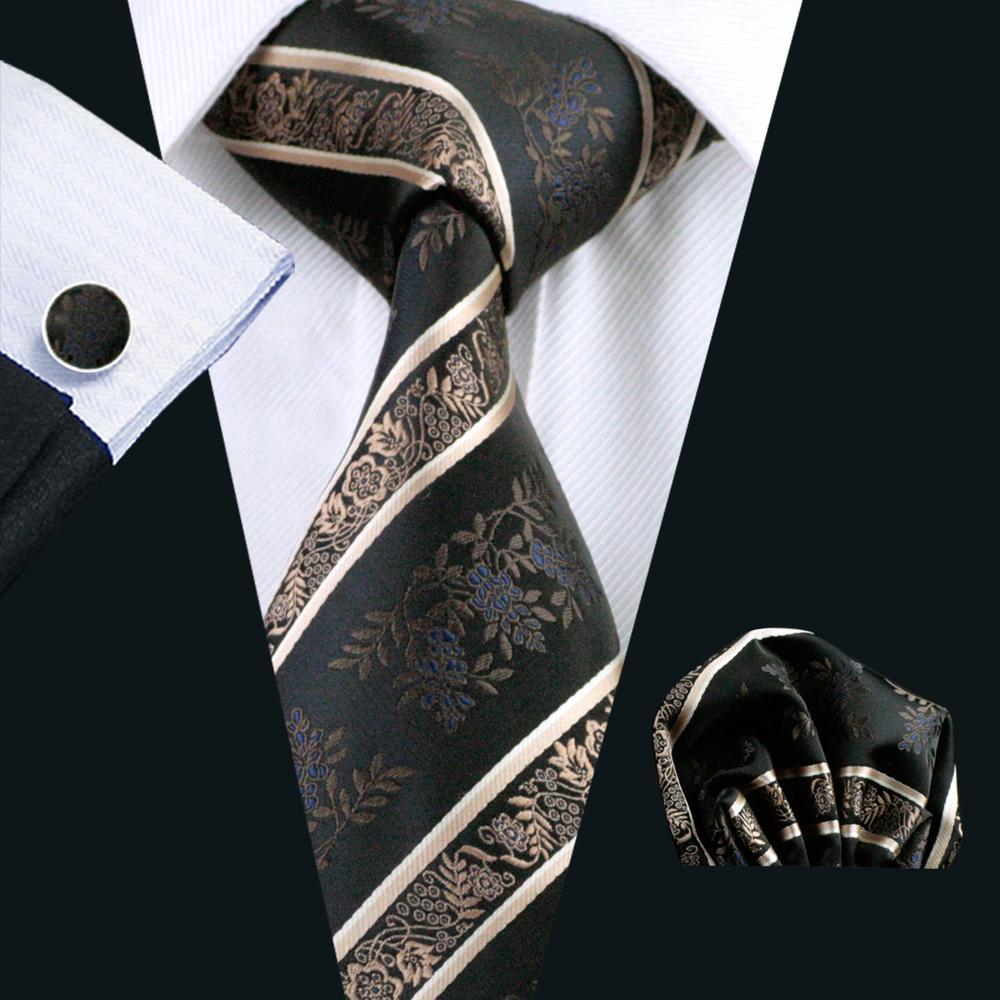 Black Tie Champagne Beige Floral Men's Tie