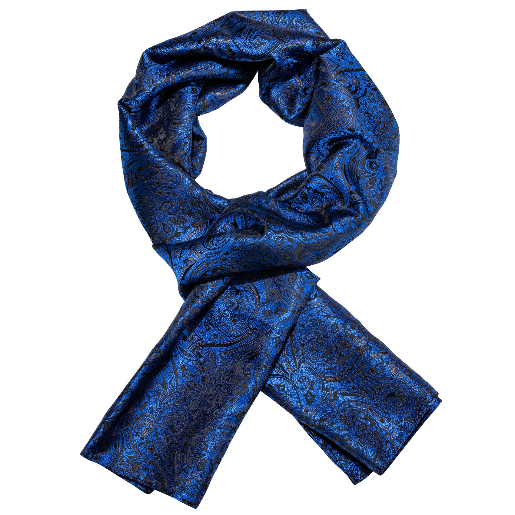 Barry.wang Men's Scarf Luxury Blue Black Floral Scarf