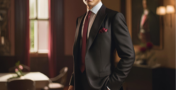 Burgundy necktie