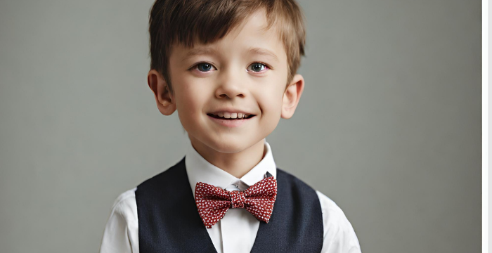 A Boy Wearing a Red Bow Tie