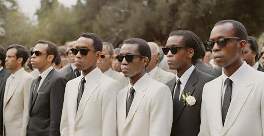 men wear white suit to a funeral