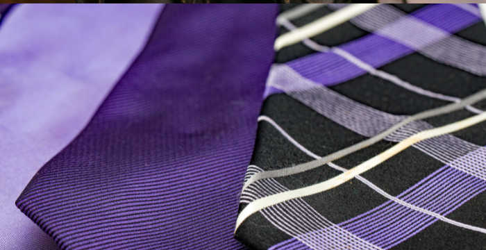 Purple solid plaid necktie