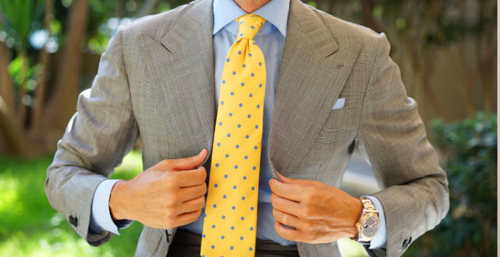 Grey Suit with Yellow Necktie