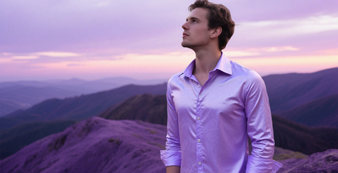 what goes with a purple dress shirt Hisdern Non-iron Purple Dress Shirt and Striped Tie
