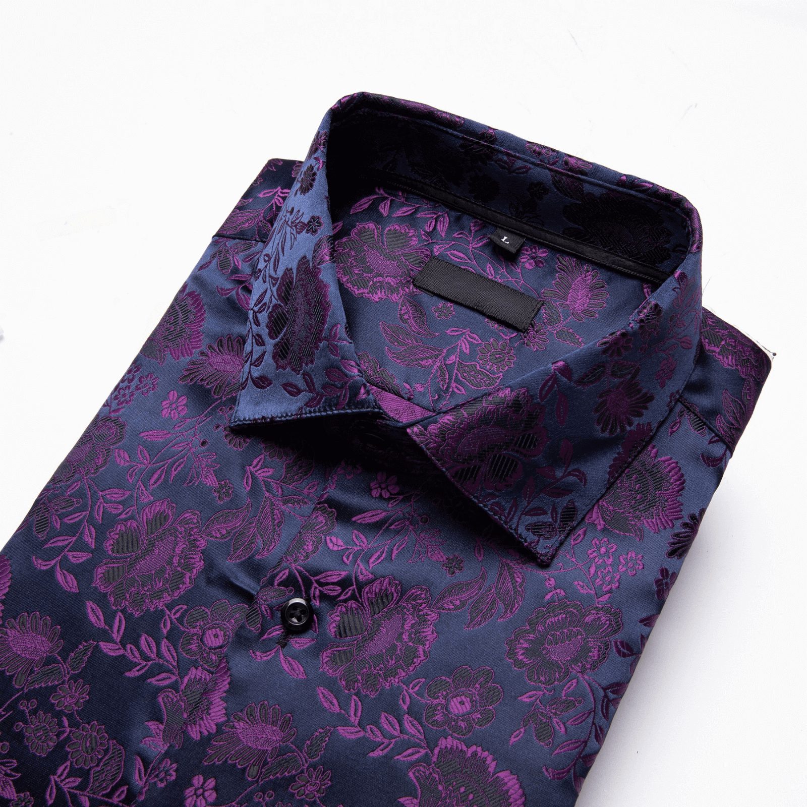Barry. Wang Mens Purple Floral Dress Shirt Silk Wedding Formal Long Sleeve Shirt, S Barry. Wang Mens Purple Floral Dress Shirt Silk Wedding Formal Long Sleeve Shirt, S