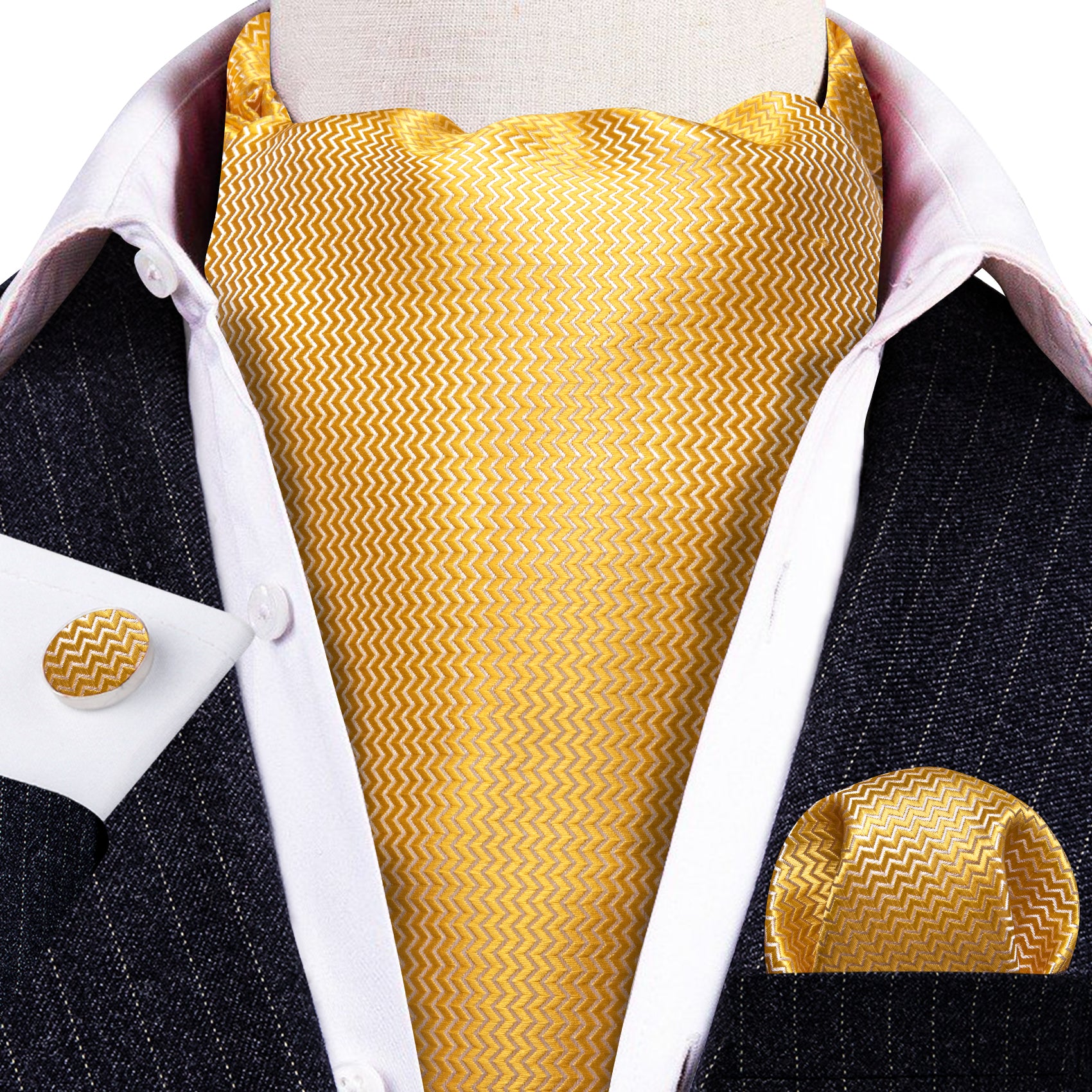 Yellow Ascot Solid Silk Men's Ascot Tie