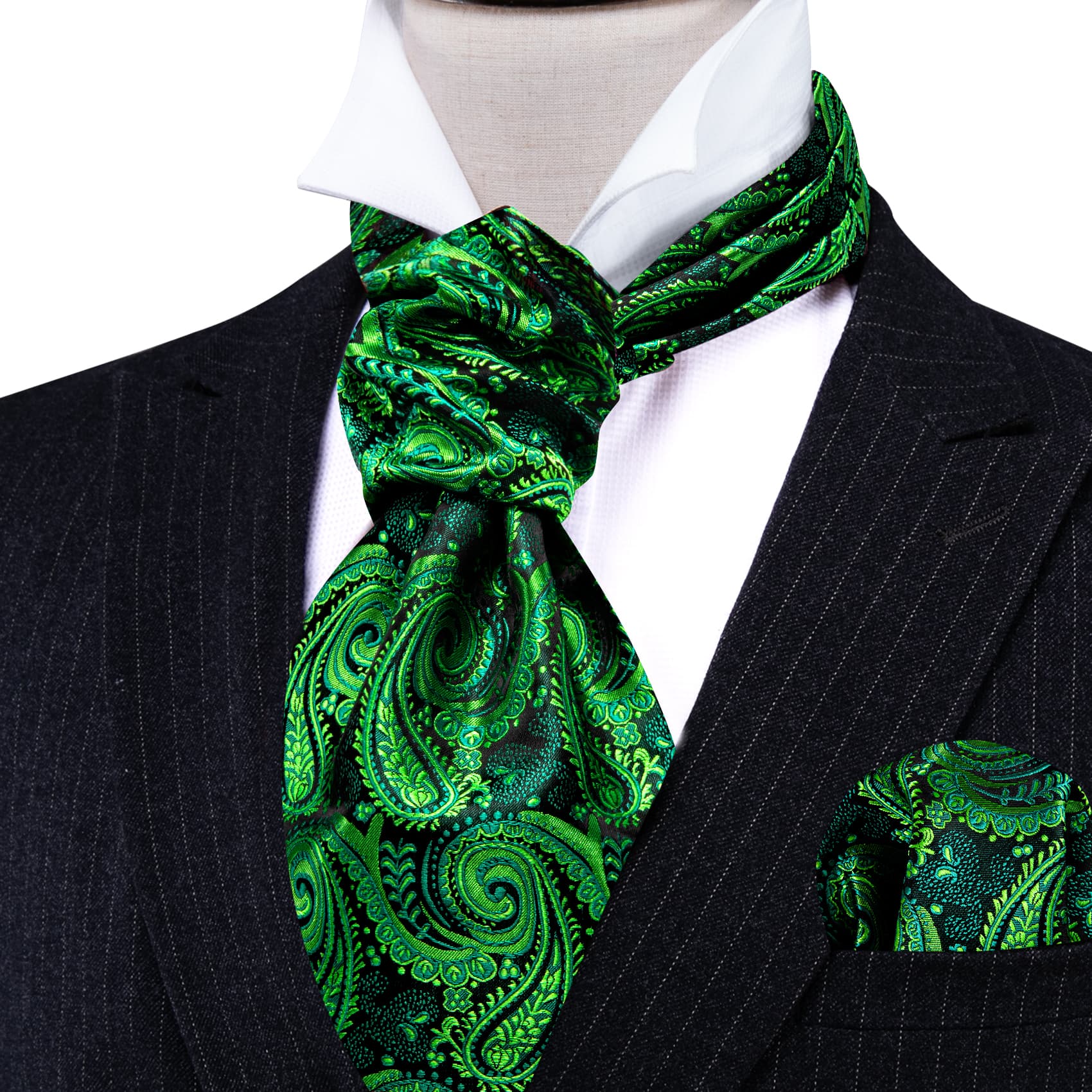 formal dark green light green  ascot ties