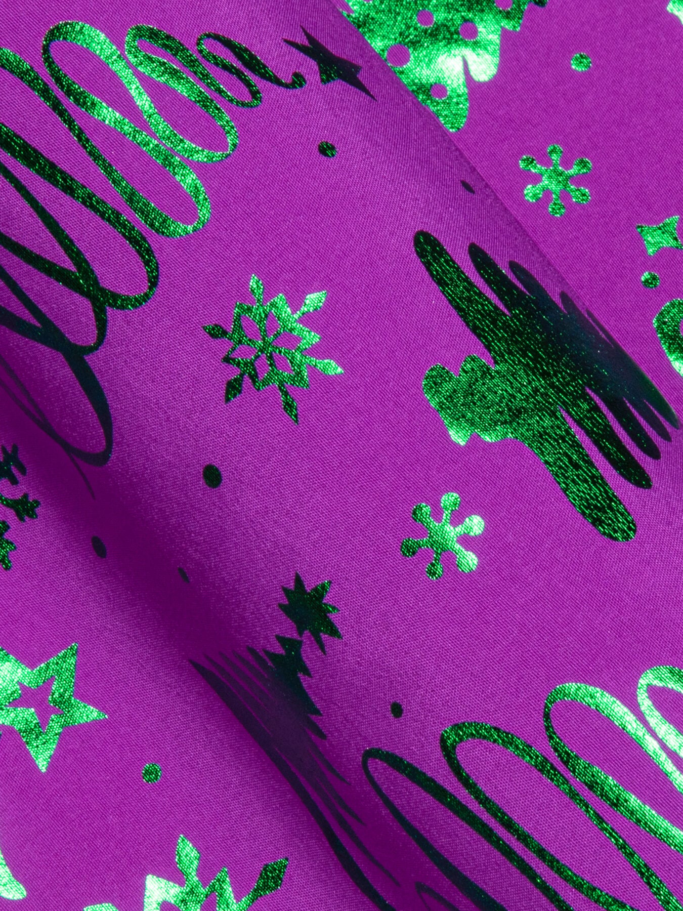 Barry. Wang Holiday Purple Dress Shirt Green Snowflake Tree Pattern Long Sleeve Shirt