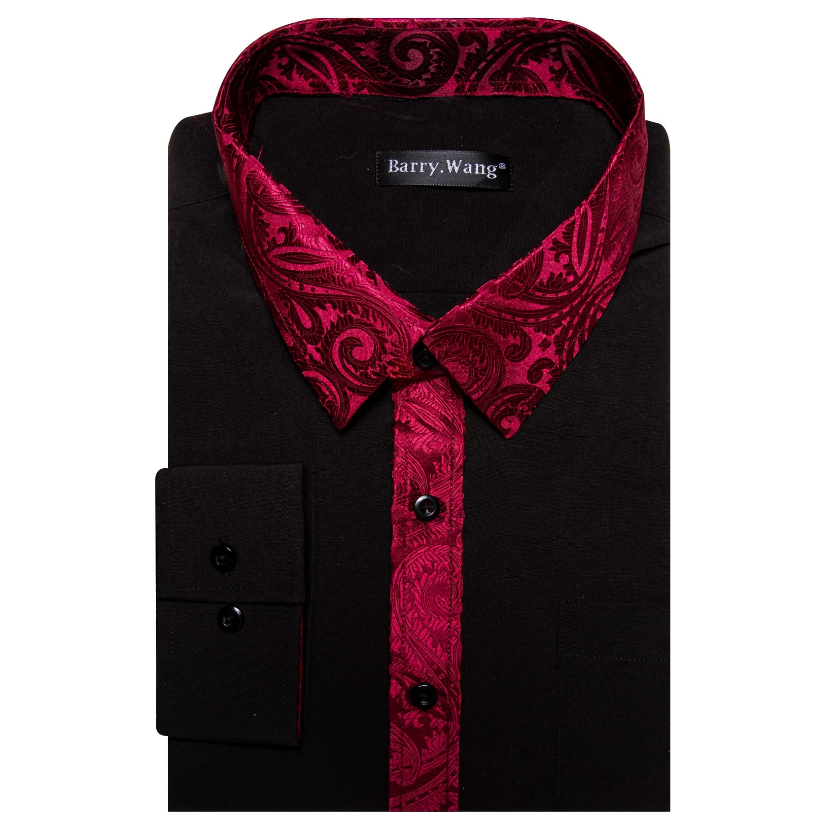 Barry. Wang Black Dress Shirts for Men Disco Long Sleeve Button Up Cas