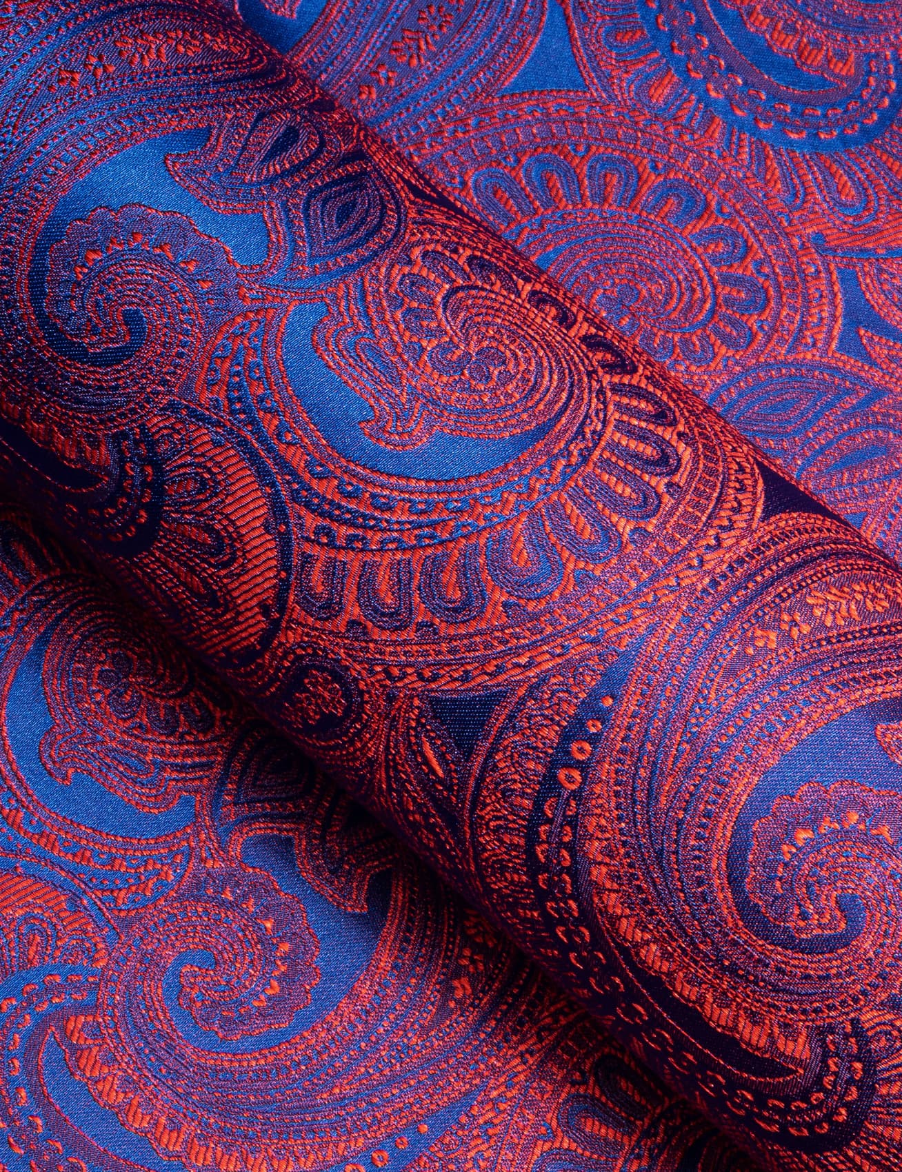 Barry. Wang Mens Paisley Club Shirt Blue Red Silk Long Sleeve Dress Sh