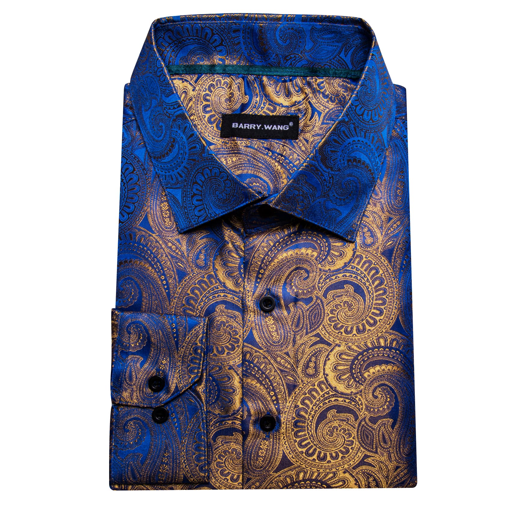 Barry. Wang Mens Paisley Dress Shirt Gold Blue 70s Disco Long Sleeve B Barry. Wang Mens Paisley Dress Shirt Gold Blue 70s Disco Long Sleeve B