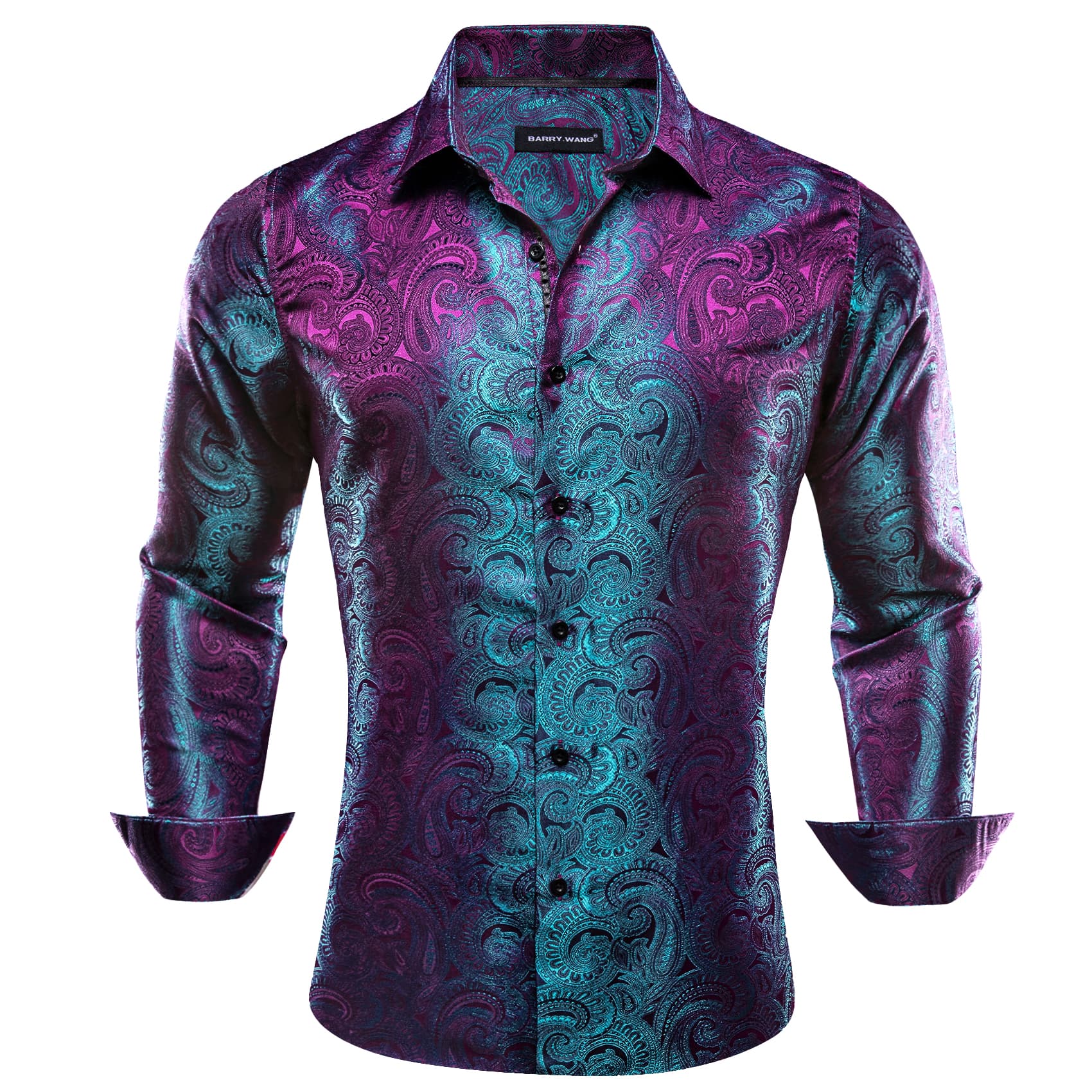 Barry. Wang Blue Purple Paisley Shirt Button Down Mens Party Long Slee Barry. Wang Blue Purple Paisley Shirt Button Down Mens Party Long Slee