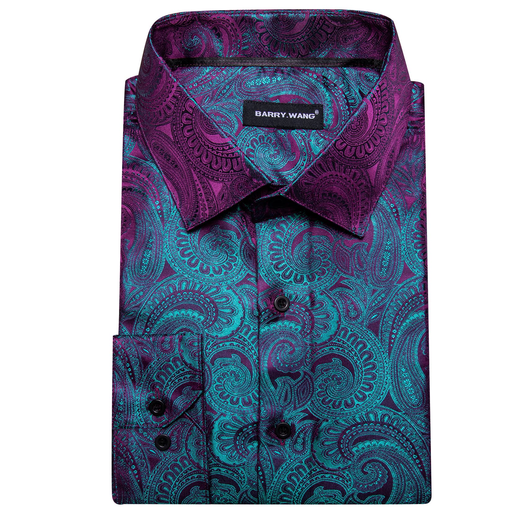 Barry. Wang Blue Paisley Shirt Button Down Mens Party Long Sleeve Dress Shirt, M Barry. Wang Blue Paisley Shirt Button Down Mens Party Long Sleeve Dress Shirt, M