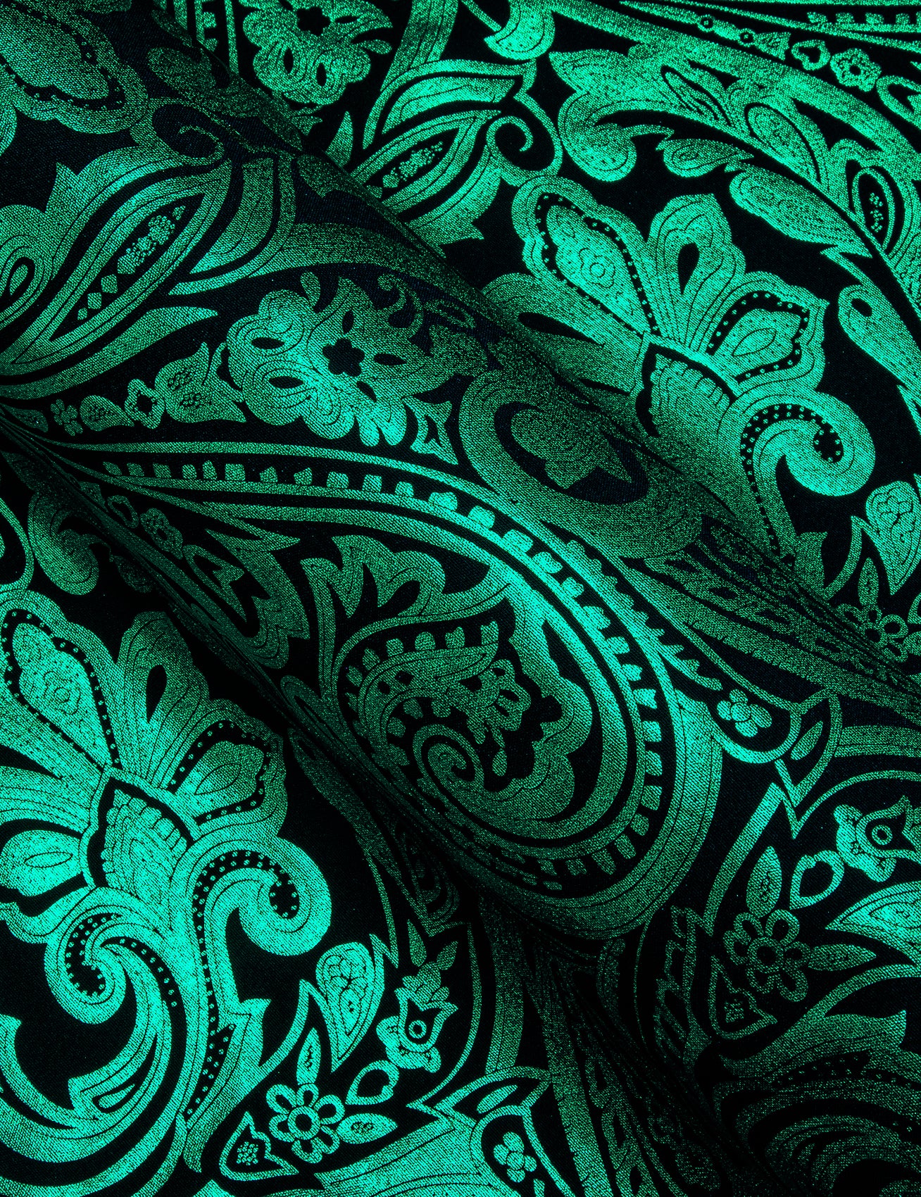 Barry. Wang Emerald Green Paisley Long Sleeve Button Down Shirt for Men