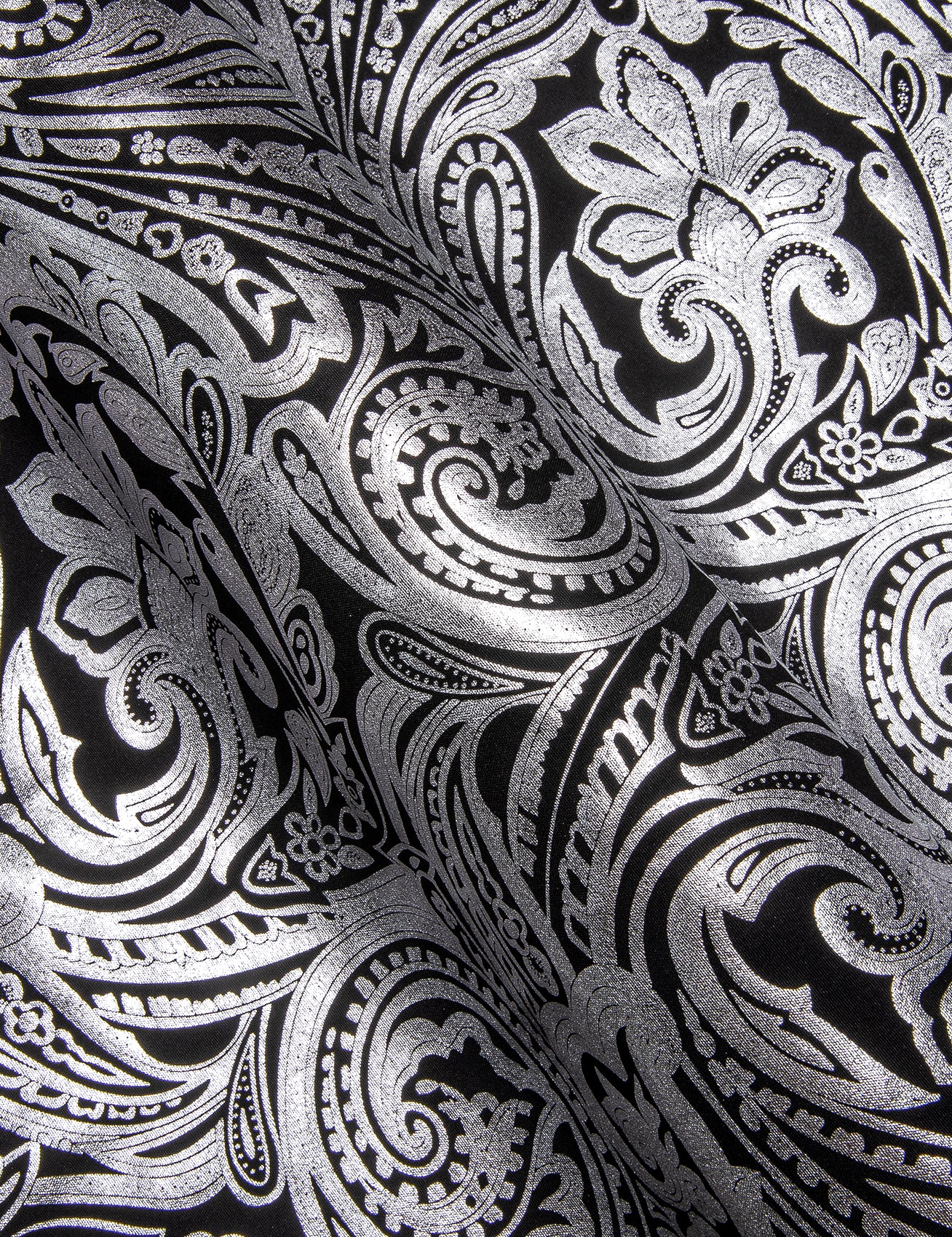 Barry. Wang Silver Paisley Long Sleeve Button Down Dress Shirt for Men