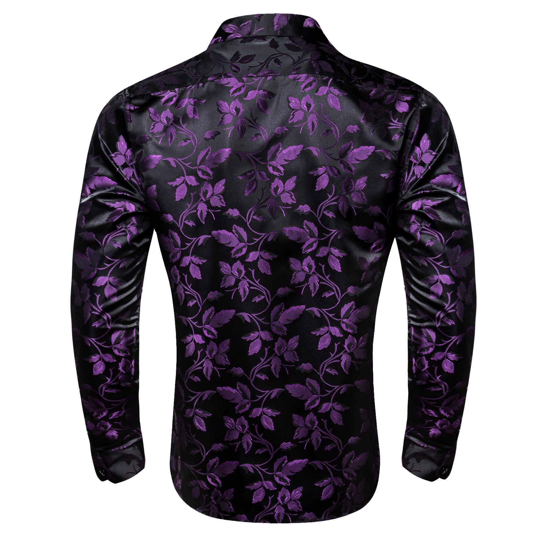Barry. Wang Purple Black Floral Long Sleeve Button Down Shirt for Men