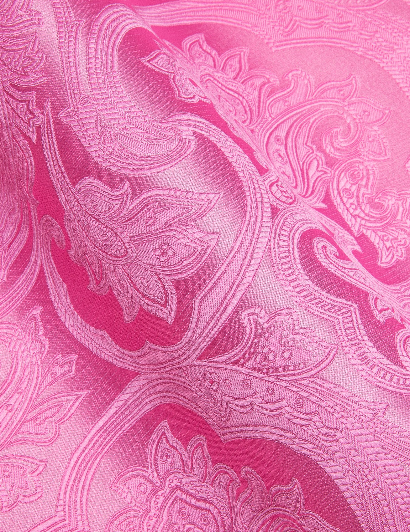 Barry. Wang Mens Western Shirt Silk Hot Pink Paisley Long Sleeve Button Down Dress Shirt