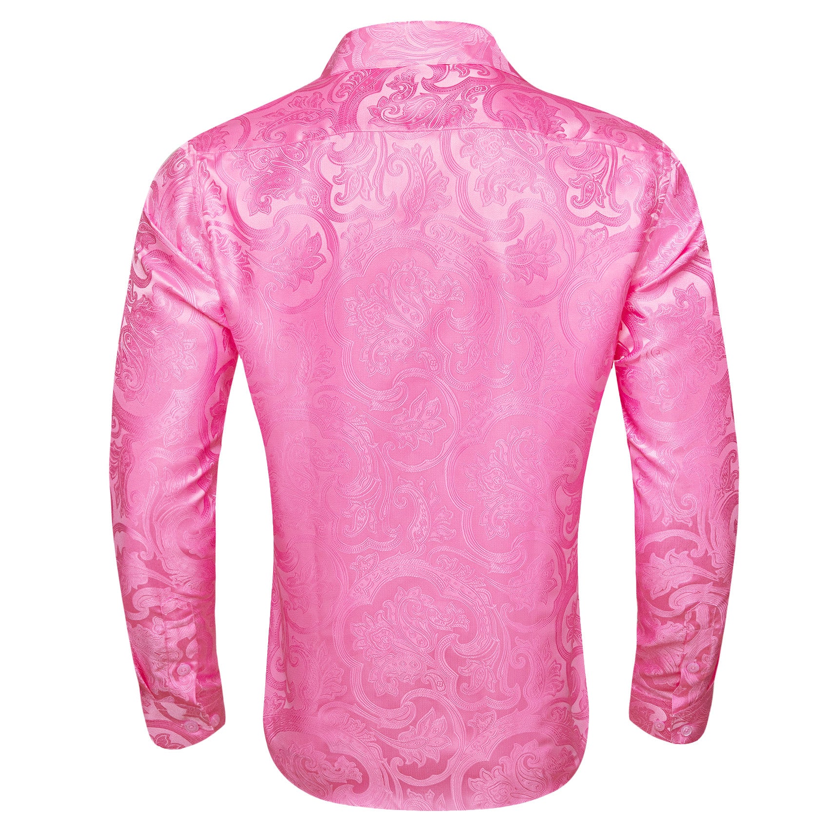 Barry. Wang Mens Western Shirt Silk Hot Pink Paisley Long Sleeve Button Down Dress Shirt