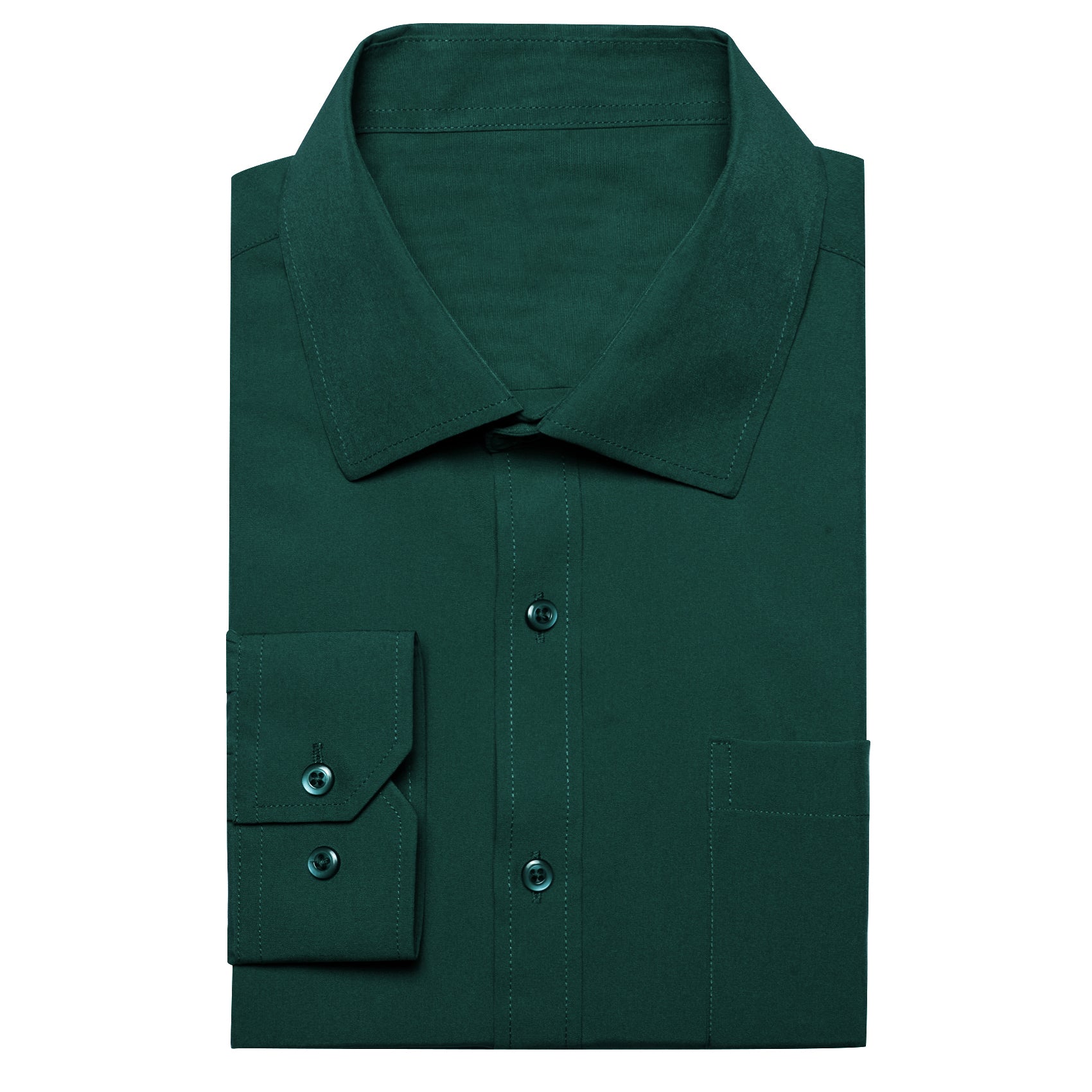Barry. Wang Mens Silk Hunter Green Dress Shirt Solid Casual Button Down Long Sleeve Shirt