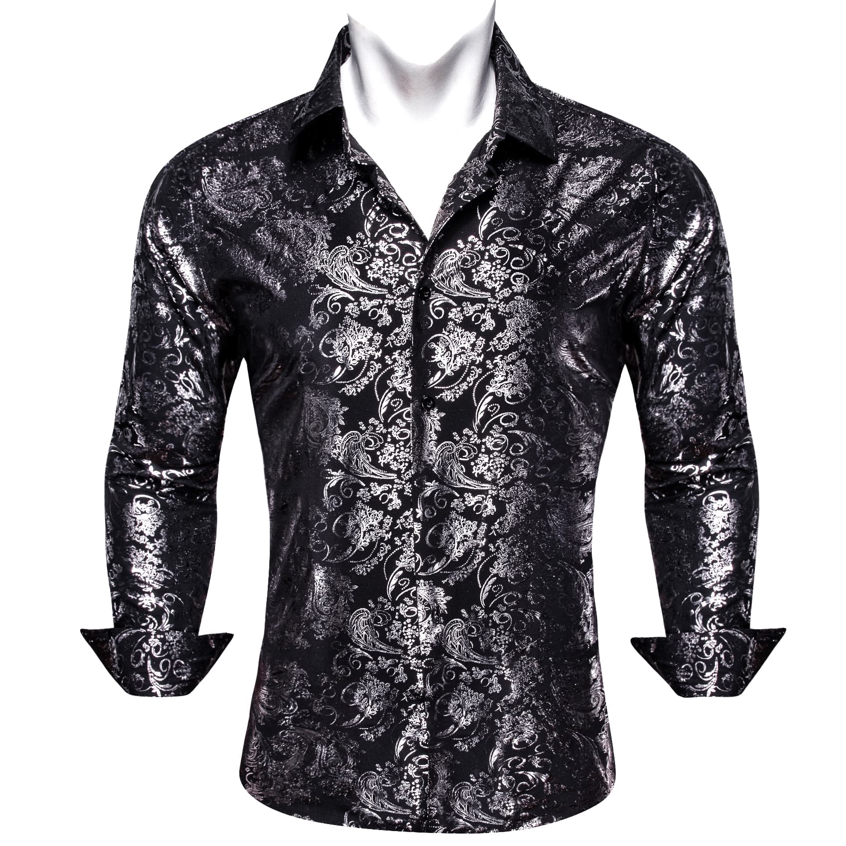 Barry. Wang Mens Grey Dress Shirt Paisley Jacquard Long Sleeve Button Down Business Shirt, S Barry. Wang Mens Grey Dress Shirt Paisley Jacquard Long Sleeve Button Down Business Shirt, S