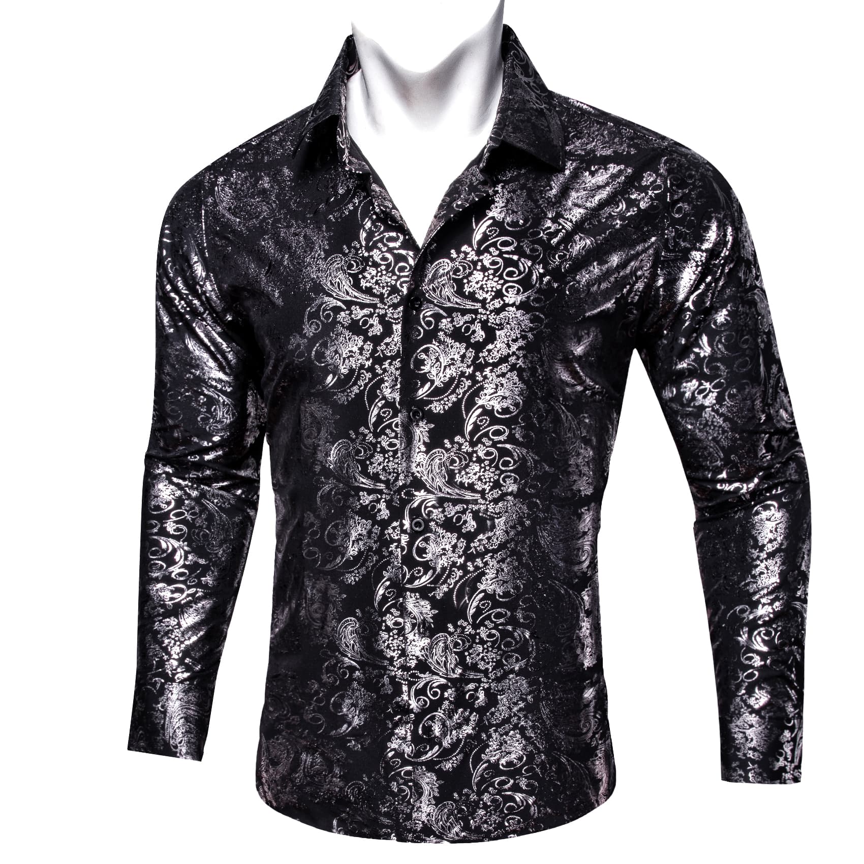 Barry. Wang Mens Grey Dress Shirt Paisley Jacquard Long Sleeve Button Down Business Shirt, S Barry. Wang Mens Grey Dress Shirt Paisley Jacquard Long Sleeve Button Down Business Shirt, S