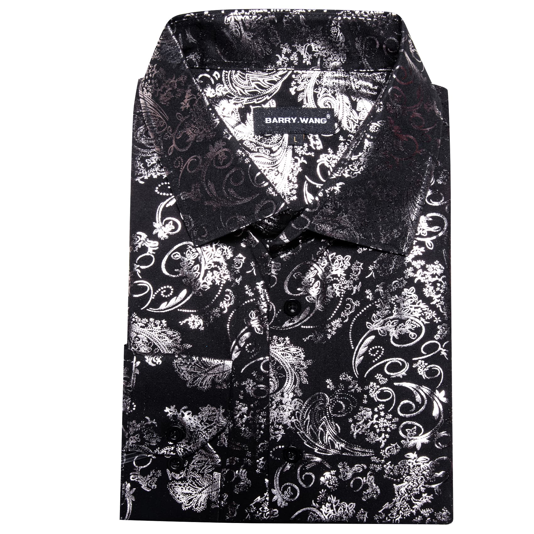 Barry. Wang Mens Grey Dress Shirt Paisley Jacquard Long Sleeve Button Down Business Shirt, S Barry. Wang Mens Grey Dress Shirt Paisley Jacquard Long Sleeve Button Down Business Shirt, S