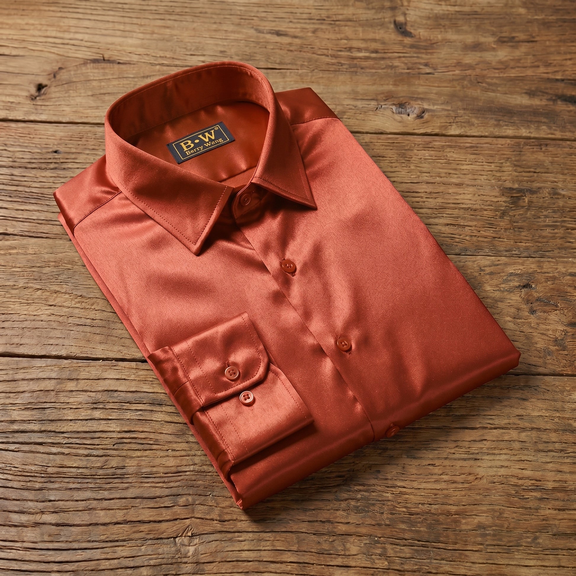 mens dress shirt burnt orange Barry. Wang Mens Burnt Orange Formal Shirt Satin Business Casual Button Down Shirt, S