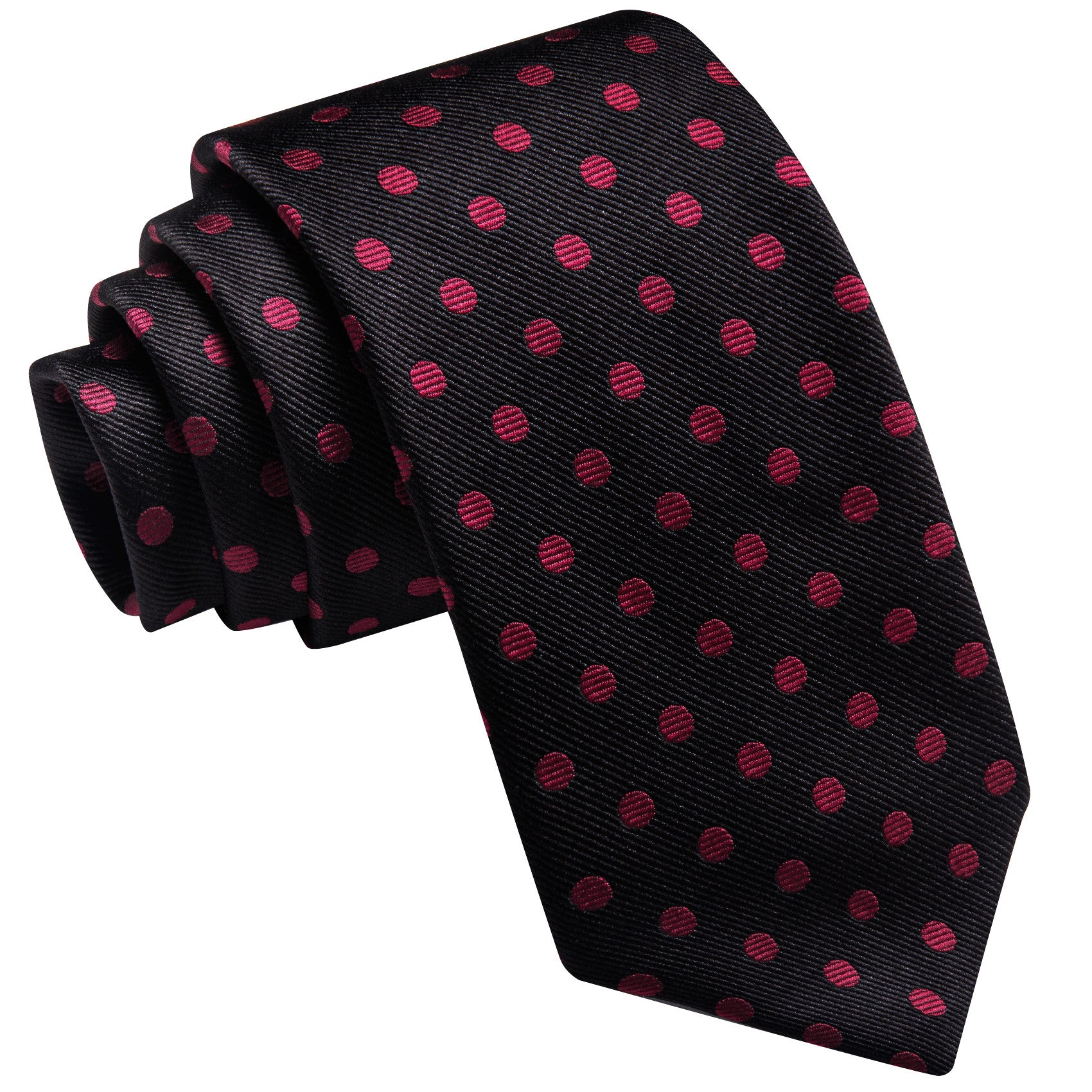 Barry. Wang Black Tie Fuchsia Pink Polka Dots Mens Wedding Tie Set