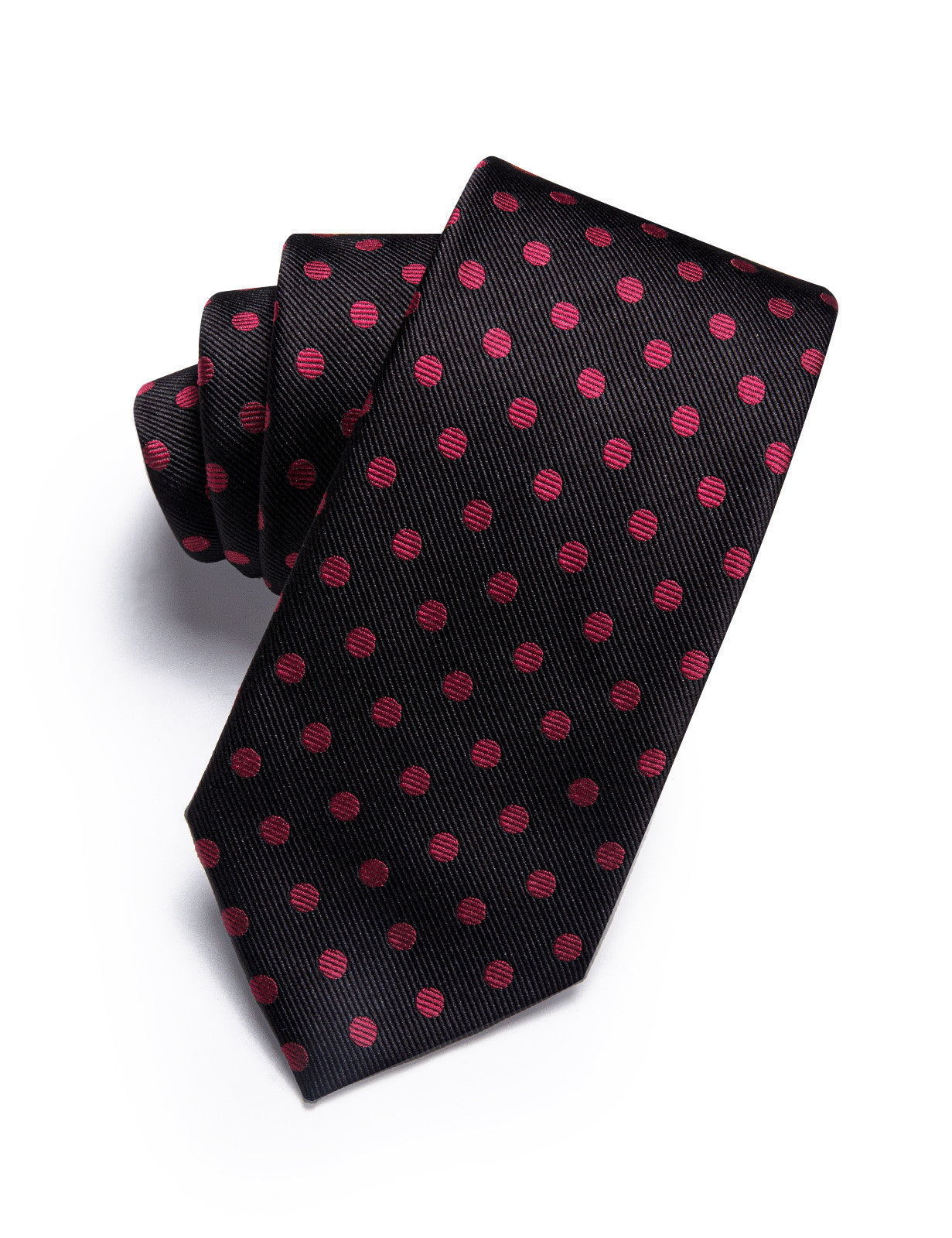 Barry. Wang Black Tie Fuchsia Pink Polka Dots Mens Wedding Tie Set